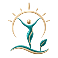 Teal and gold figure beneath a rising sun representing everyday vitality. Teal and gold figure beneath a rising sun representing everyday vitality.